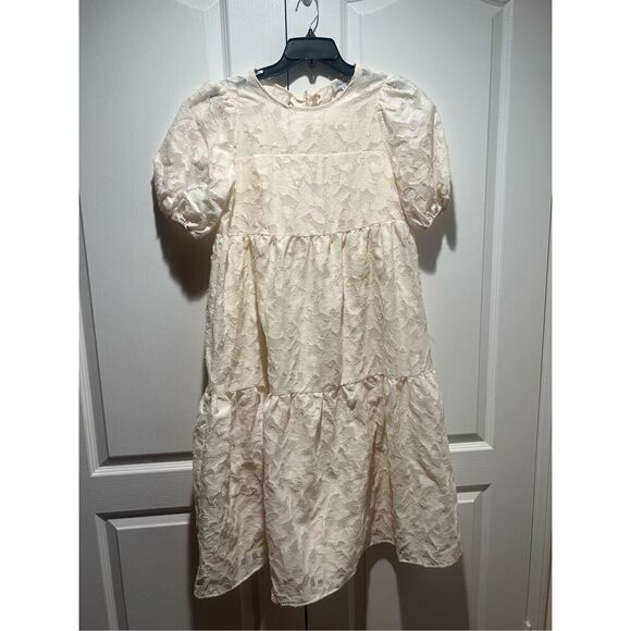 Petal Dew Cream Babydoll Tiered Midi Sun Dress Size Small - Picture 2 of 5